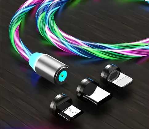 Magnetic 3‑in‑1 Fast‐Charging LED USB Cable