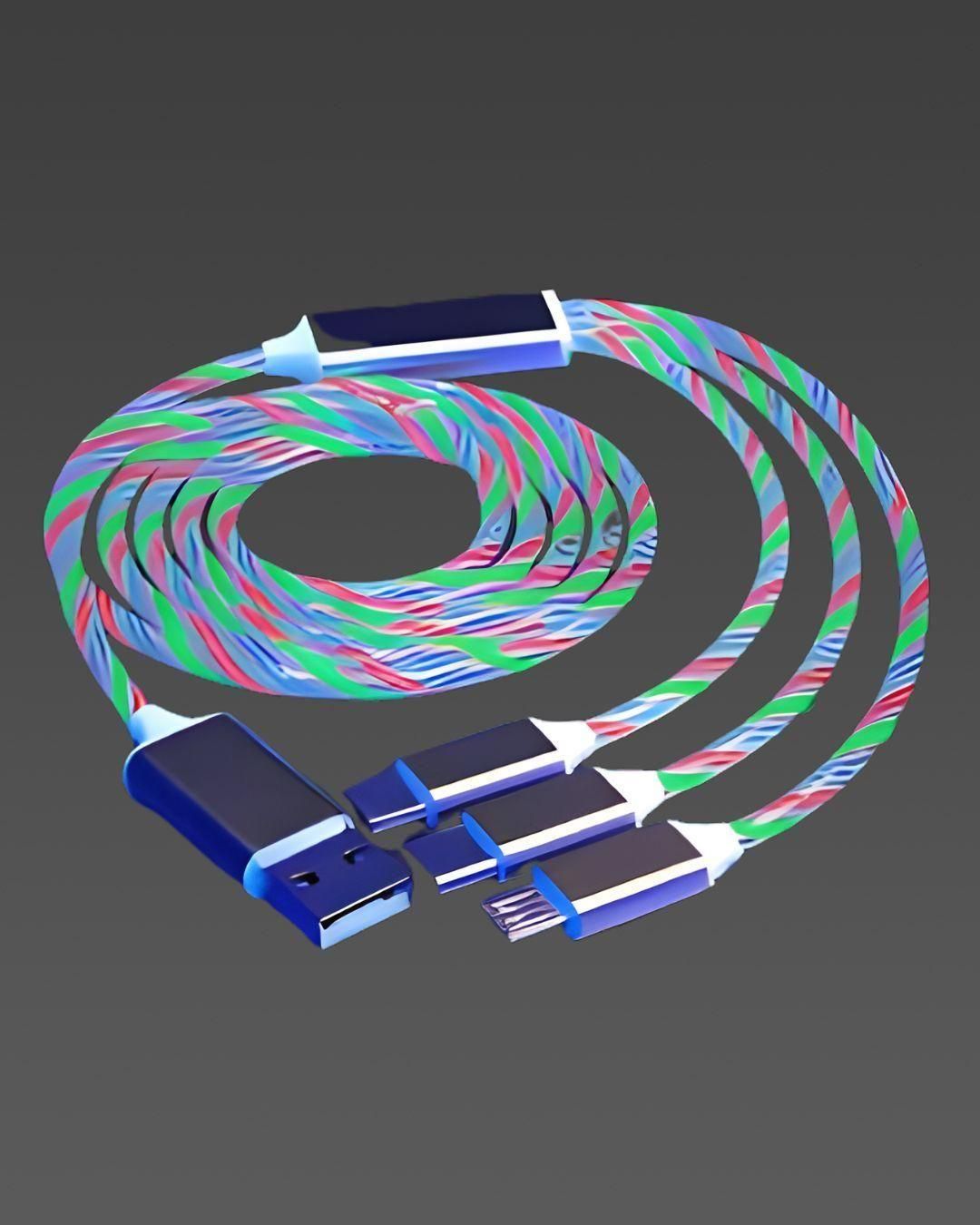 Magnetic 3‑in‑1 Fast‐Charging LED USB Cable