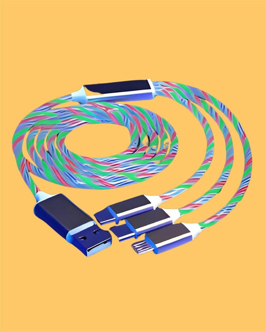 Magnetic 3‑in‑1 Fast‐Charging LED USB Cable